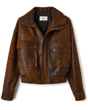 Maison sél Lumi Leather Jacket - Brown