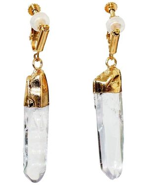 Laura Daili Neutrals Smoky Crystal Drop Clip On Earrings - Metallic