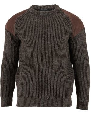 Paul James Knitwear Chunky British Wool Hardy Ribbed Shooting Jumper - Grey