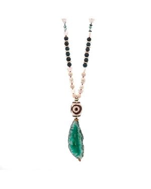 Ebru Jewelry Butterfly Agate Beaded Necklace-white - Metallic