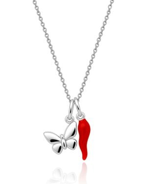 Unaloe Protection & Rebirth Necklace – Sterling Butterfly And Horn Charm - Metallic