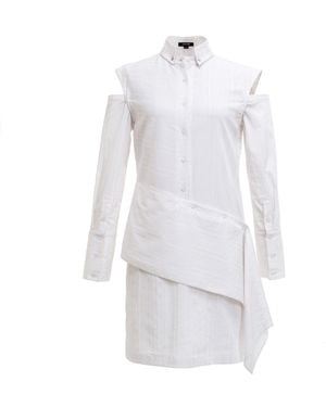 Smart and Joy Removable Sleeves Structured Shirt Dress - White