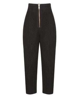 F.j.k by Farah Kadhimi Frida The High Sculpted Waist Trousers With Golden Zip - Black