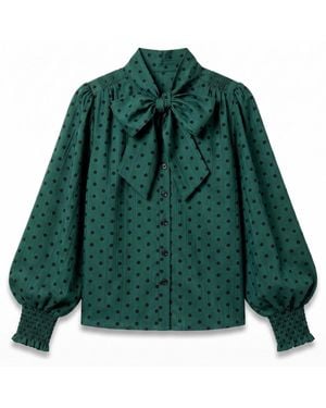 Louche Aditi Spot Tie Neck Blouse - Green