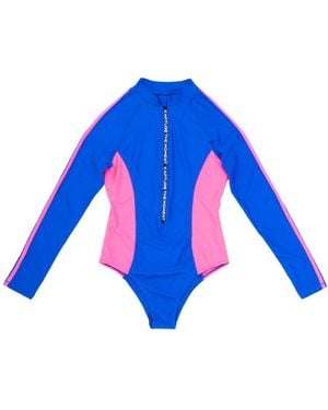 Kapture Dayglow Long Sleeve Front Zip Recycled Swimsuit - Blue