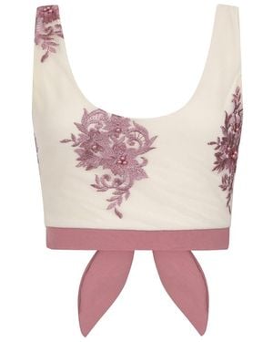 Sophie Cameron Davies Ivory Beaded Crop Top - White