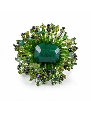 Jaredjamin Ivy Beaded Burst Ring - Green