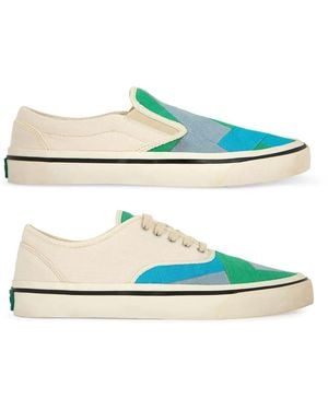 Springa | Unique Vulcanized Sneakers Italian Handmade Wrong Checked Trainers - Blue