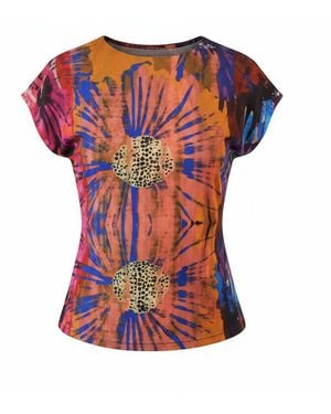 Yumi' Multicolour Floral Mesh Top - Red