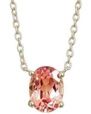 Juvetti Ovo Padparadscha Sapphire Oval Solitaire Pendant Necklace - White