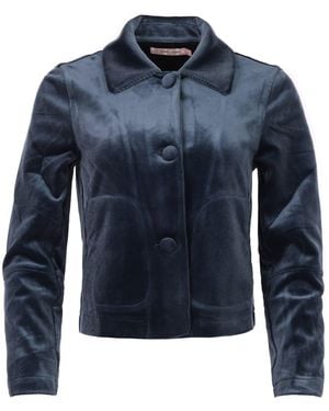 Traffic People Corrie Bratter Cord Velvet Daisy Cropped Jacket - Blue