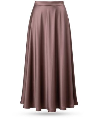 Stovaria Neutrals Vegan Bamboo Silk A Line Midi Skirt - Brown