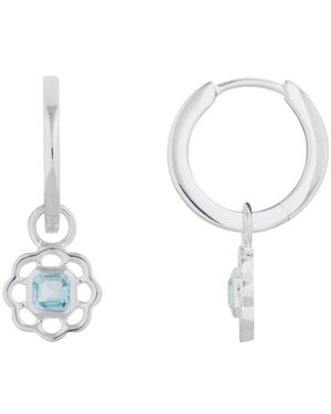 Lulu B London Topaz Gemstone Flower Drop Hoop Earrings - White