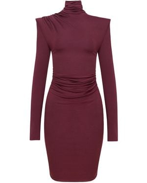 Mandragora Dress With A Fitted Cut And A Subtle Turtleneck Soreen - Purple