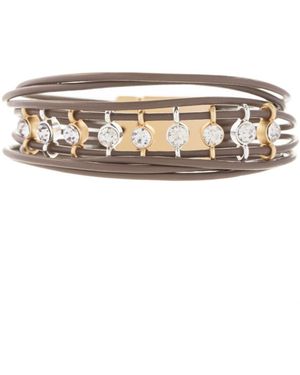 Saachi Jewel Leather Wire Bracelet - White