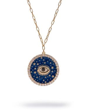 Ebru Jewelry Cosmic Evil Eye Star Medallion Necklace - Blue