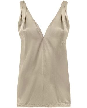 The Summer Edit Lily Silk Twist Strap Camisole - Brown