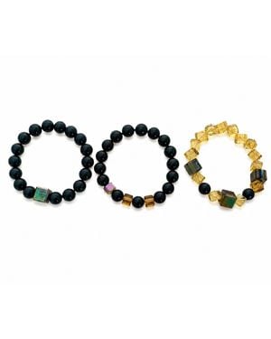 Bellus Domina Agate & Citrine Bracelet Set - Black