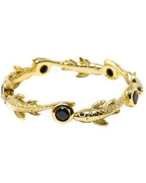 NASI SILVER Eternity Neshama Fish Band- Onyx - Metallic