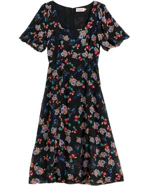 Louche Nadine Carpathian Florals Print Midi Dress - Black