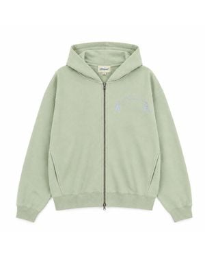 NOEND Embroidered Zip Hoodie - Green