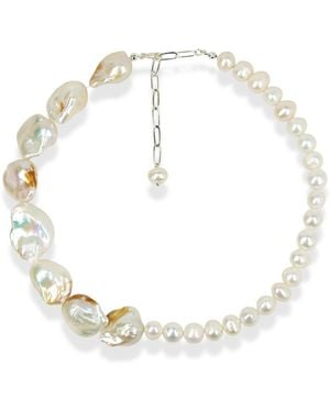 Ninemoo Sterling Silver Multi-Way Baroque Pearl Necklace - Metallic
