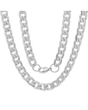 Steeltime Stainless Steel Accented Cuban Chain Link Necklace - Metallic