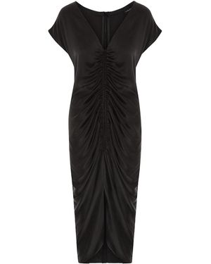 The Summer Edit Rudi Sandwashed Silk Ruched Dress - Black