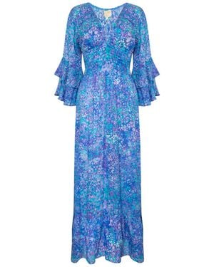 Sophia Alexia Iridescent Bubbles Sorrento Maxi Dress - Blue