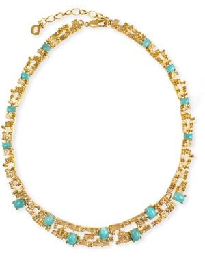Grosse Amazonite Gemstones Statement Necklace, Series Rampart - Metallic