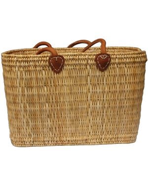 Berber Leather Neutrals The Safi Large Basket Tote - Metallic
