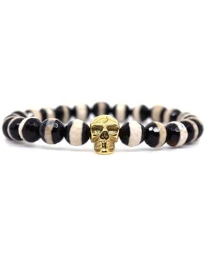 Shar Oke Tibetan Agates & Skull Bracelet - Black