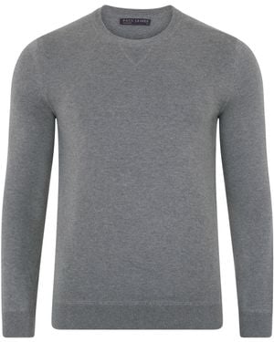 Paul James Knitwear Midweight Cotton Beckham Knitted Sweatshirt - Grey