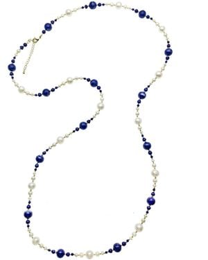 Farra Freshwater & Round Lapis Multi-Way Necklace - Blue