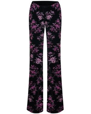 Maison sél Flare Flocked Pants - Blue