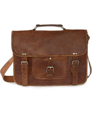 VIDA VIDA Vida Vintage Classic Leather Satchel Medium - Brown