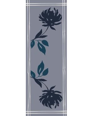 Heritagemoda Luxury Wool-Silk Scarf – Hand-Painted With Deep & Charcoal Floral Design - Blue