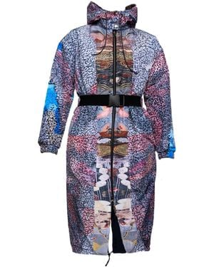 ARTISTA Tara Printed Hooded Coat - Blue