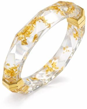 Gold & Honey 24K Leaf Lucite Bangle - Metallic