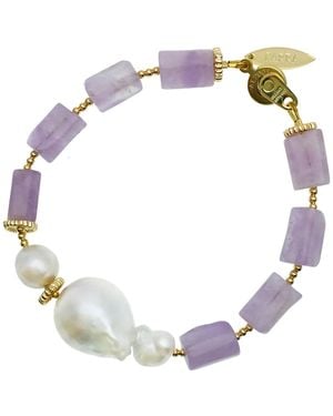Farra Amethyst & Baroque Pearl Bracelet - Metallic