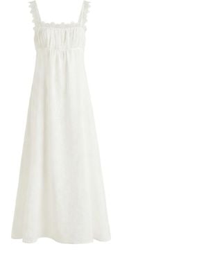 NUAJE NUAJE Aura Lace Trim Ramie Dress - White