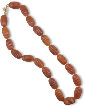Michael Nash Jewelry Renata Large Amber Resin Carved Bead Necklace - Brown