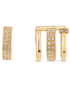 SALLY SKOUFIS Destiny Asymmetric Hoop With Made Cz Diamond Stimulant - Metallic