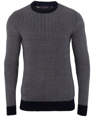 Paul James Knitwear Cotton Fisherman Tuck Stitch Jumper - Blue