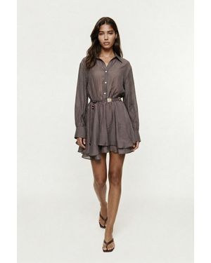 Monlicia Alora Tencel Mini Shirt Dress - Brown