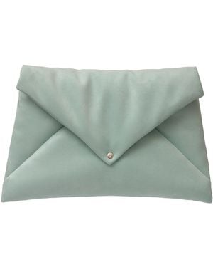 Julia Allert Faux Suede Envelope Clutch Bag Mint - Green