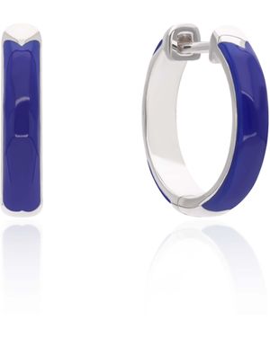 The Jewelz Rule The Circle — Enamel Hoop Earrings - Blue