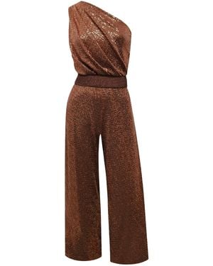 Me & Thee Neutrals Lady Luck Copper Sequin Jumpsuit - Brown