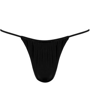 Playaluxe Capri Ruched String Bikini Bottom - Black