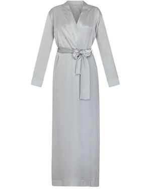 Il Volo Pearl Long Silk Robe - Gray